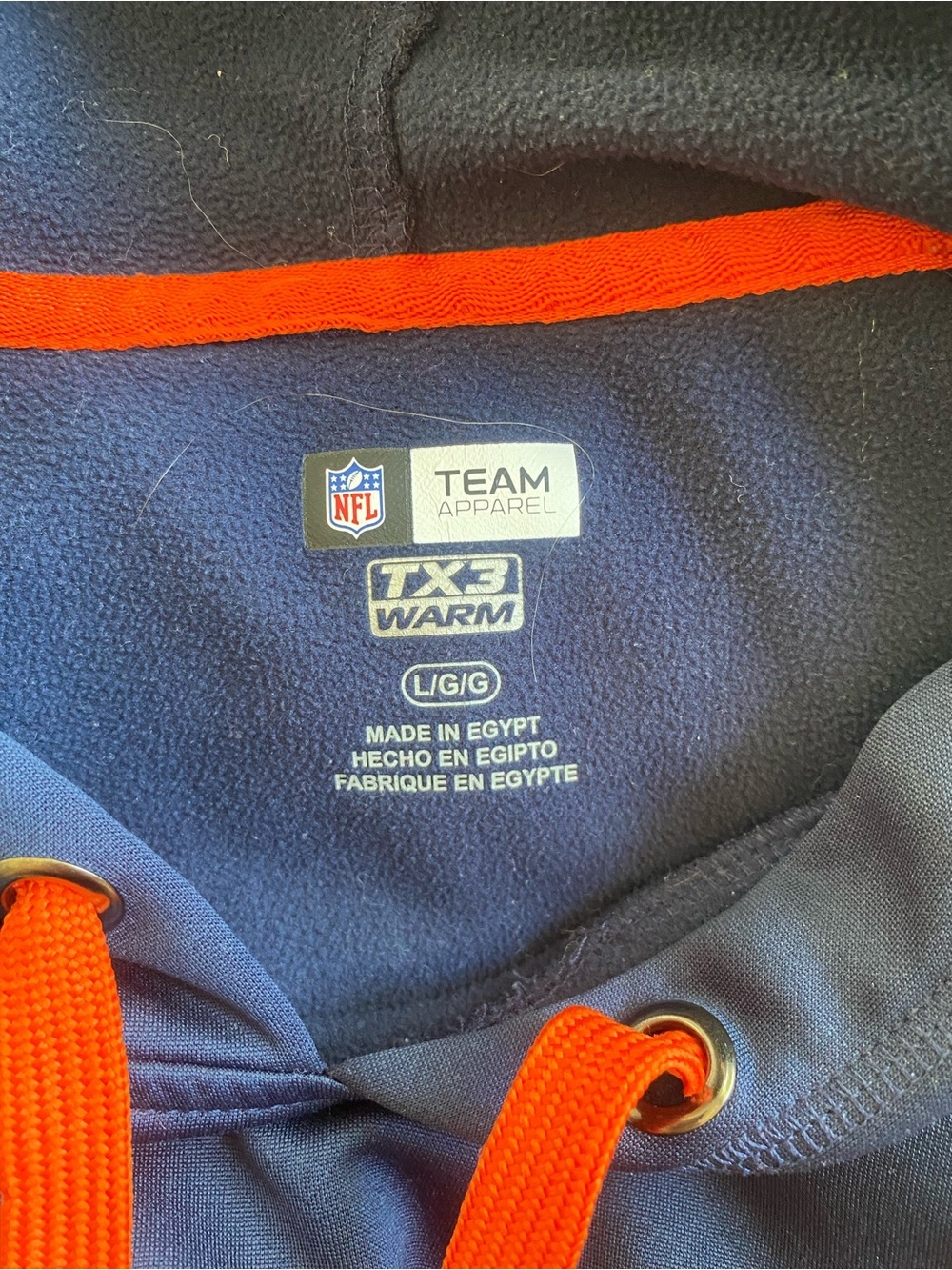 Denver Broncos NFL Team Apparel TX3 Warm Hoodie Men’s Large Blue Orange Pullover - Picture 5 of 6